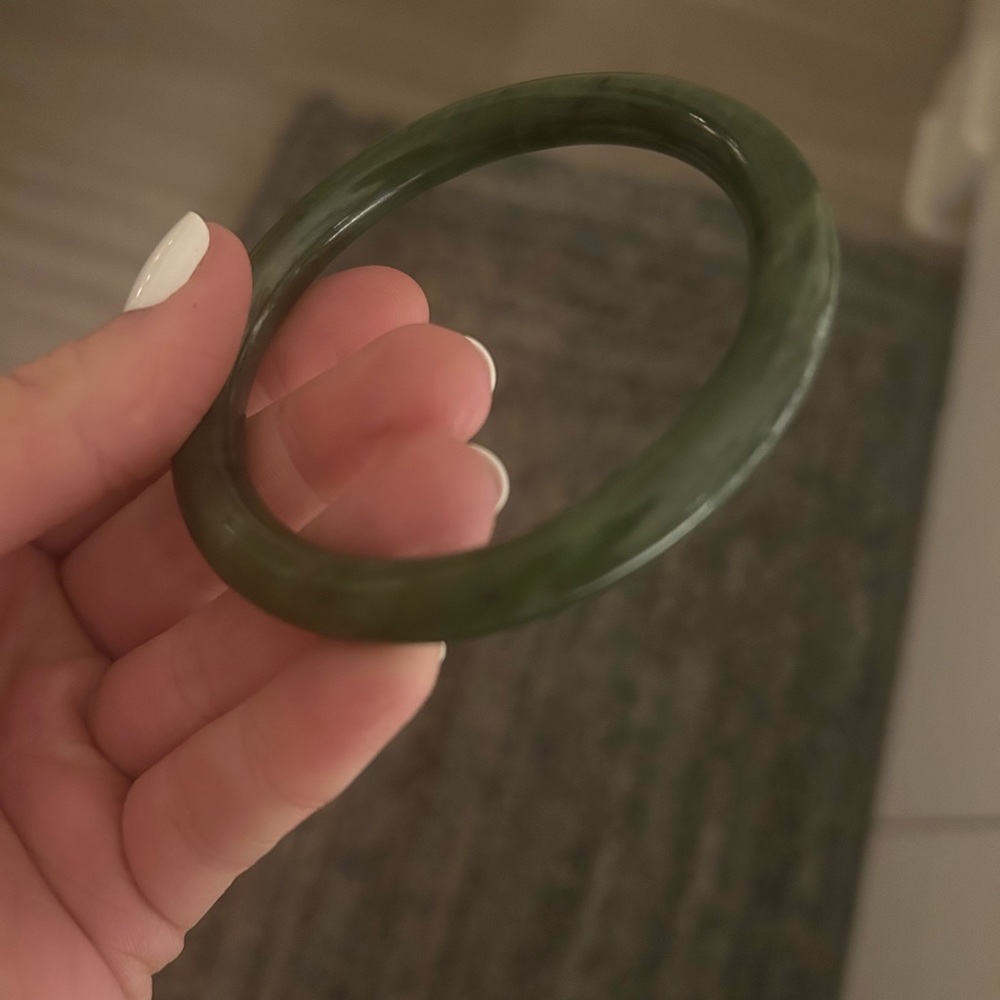 Chinese Genuine Deep Green Jade Bangle